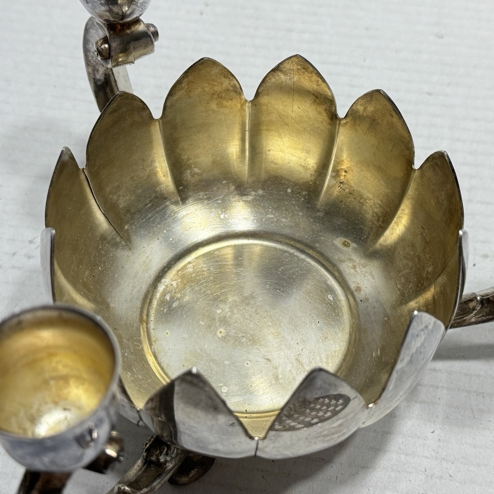 Vtg Leonard Candle Holder Silverplate Lotus Decorative Centerpiece Flower Frog - Picture 4 of 12